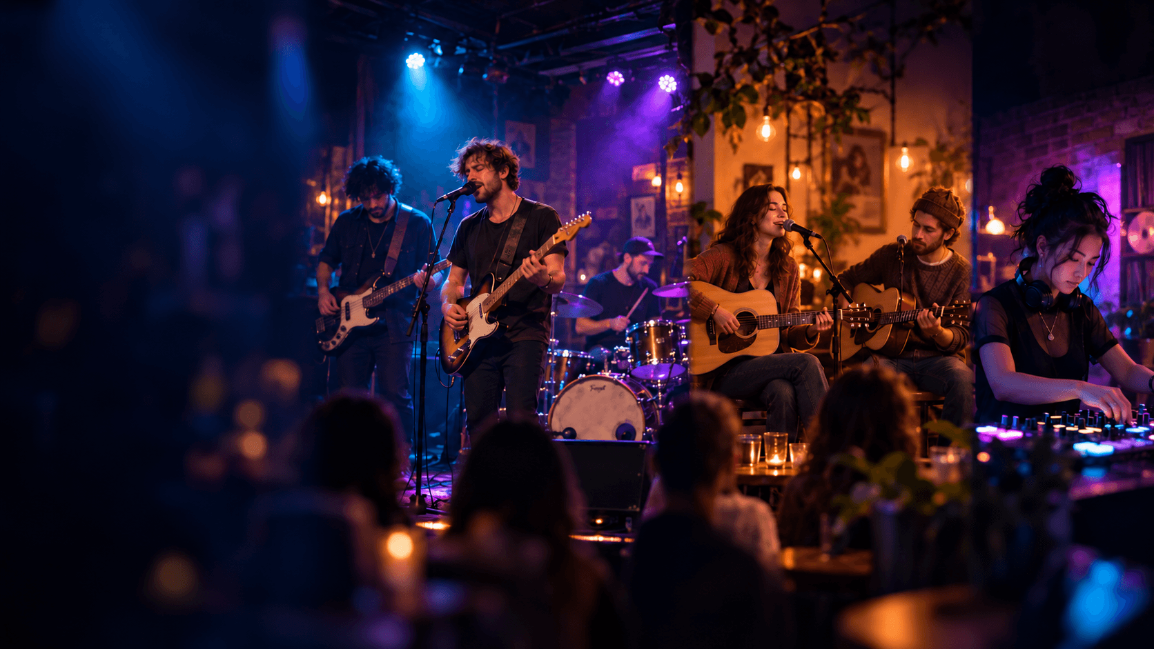 A band, acoustic duo and DJ performing live